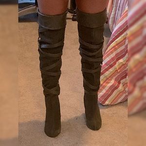 Colin Stuart over the knee suede high heeled boots